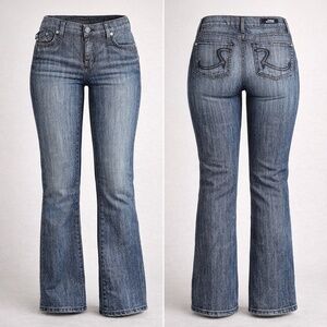 Rock & Republic Size 30 Bootcut Jeans Medium Wash Y2K Pocket Stitch Low Rise